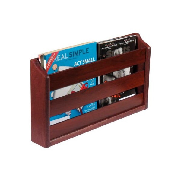 Wooden Mallet Wooden Mallet Wall Mount or Countertop Magazine Rack 20"W Mahogany MRS2MH - main